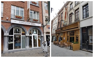 Entrée de la Fondation Brel à Bruxelles et le restaurant Vincent à Bruxelles