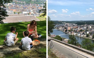 Un pique-nique en famille improvisé sur les hauteurs de la Citadelle de Namur, avec une jolie vue sur la ville 
