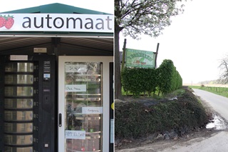 Gauche : un distributeur automatique des produits régionnaux. Droite : un magasin de la ferme.