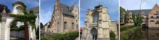 La porte en arc du Parc Cerckel, le refuge de Tongerlo, l'église Saint-Sulpice et le moulin à eau Ezeldijk à Diest.