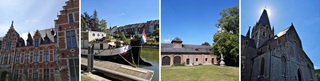 Oude Hospitaal, een woonboot op de Dender, Abtenhuis, Sint-Bartholomeuskerk.