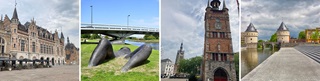 Stadsschouwburg - Kunstwerk Moeder Aarde - Belfort - Broeltorens in Kortrijk