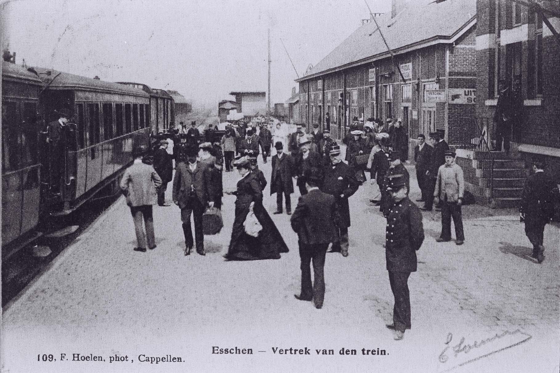 Départ du train en gare d’Essen au début du 19è siècle